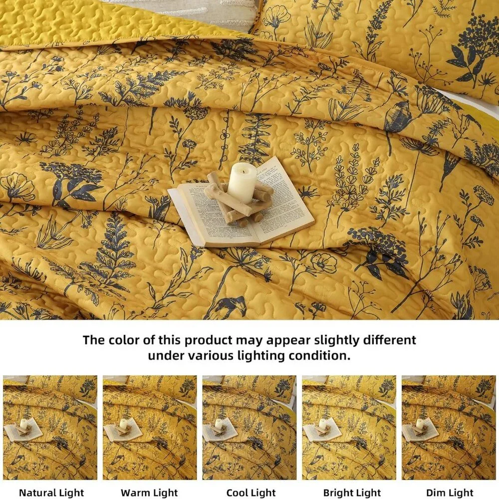 New Quilts Queen Size Ginger Quilt Botanical with Floral Pattern Microfiber
